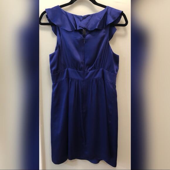Tibi Navy Blue Silk Ruffle Mini Dress - Picture 2 of 4